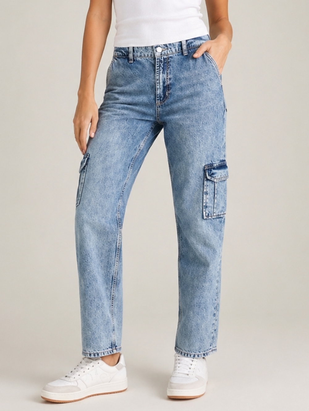 Rails Speedway Cargo Jeans Breezy Blue Wash Womens Size L Mid Rise Y2K Straight